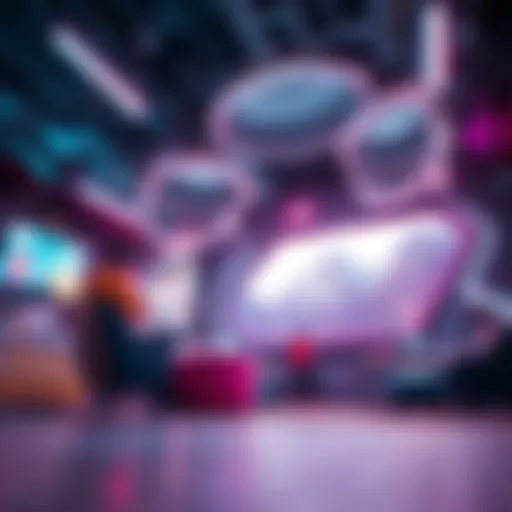 A futuristic gaming environment showcasing virtual reality gameplay.