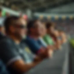 A group of enthusiastic fans watching a sports event